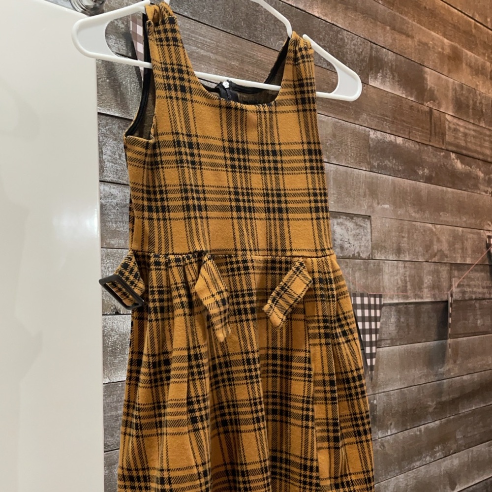 Dark orange and black plaid zip up dress